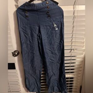 Abercrombie Blue High-Waisted Wide Leg Pants